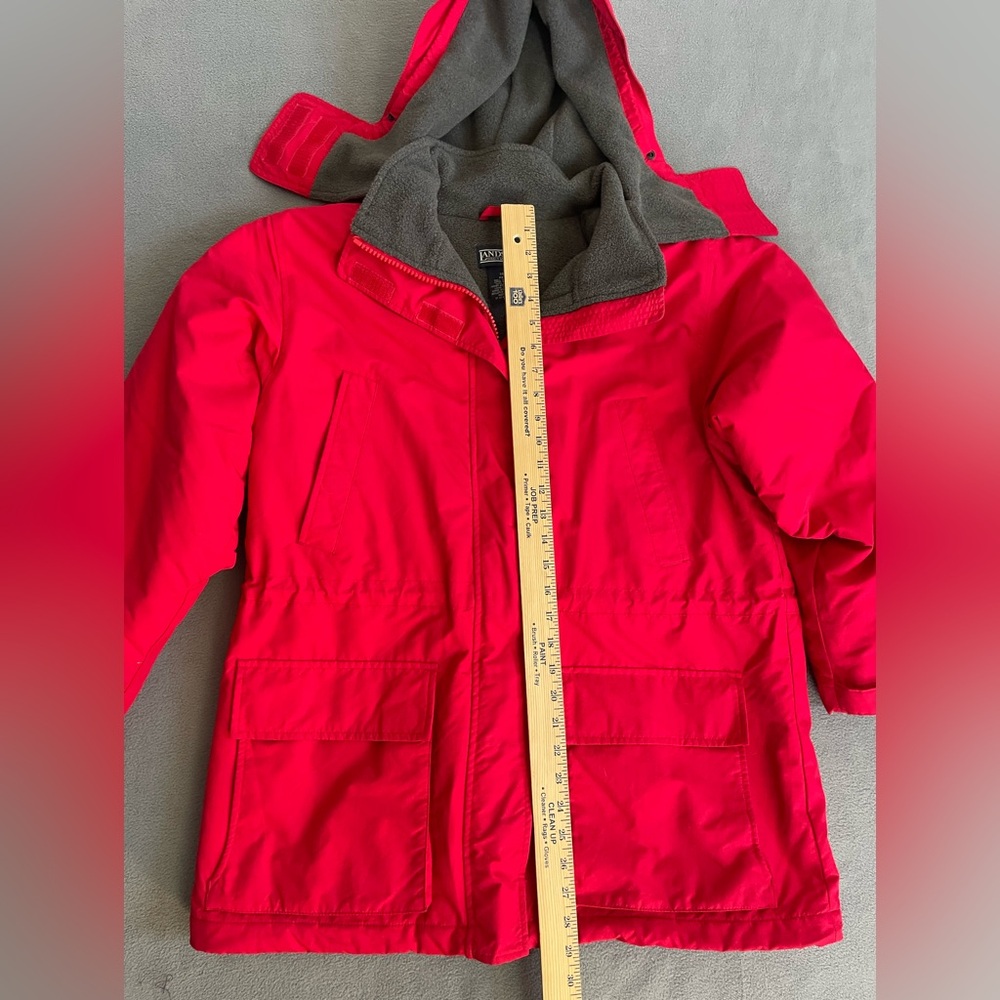 Lands'‎ End womens red squall parka sz 14-16 detachable hood - Picture 6 of 7